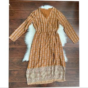 June&Hudson Mustard Floral Wrap Long Sleeve Dress